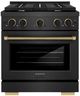 ZLINE Paramount 30" 4.2 cu. ft. Satin Stainless Steel Paramount Dual Fuel Range with 4 Burner Gas Cooktop and Electric Convection Oven with Champagne Bronze Accents-0