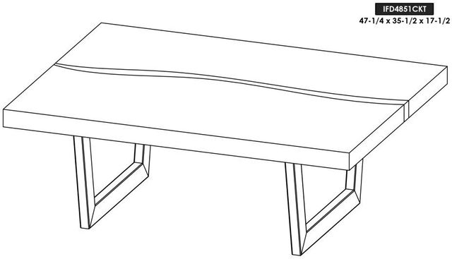International Furniture Direct Raramuri Stained Dark 47" Cocktail Table with Black Base-2