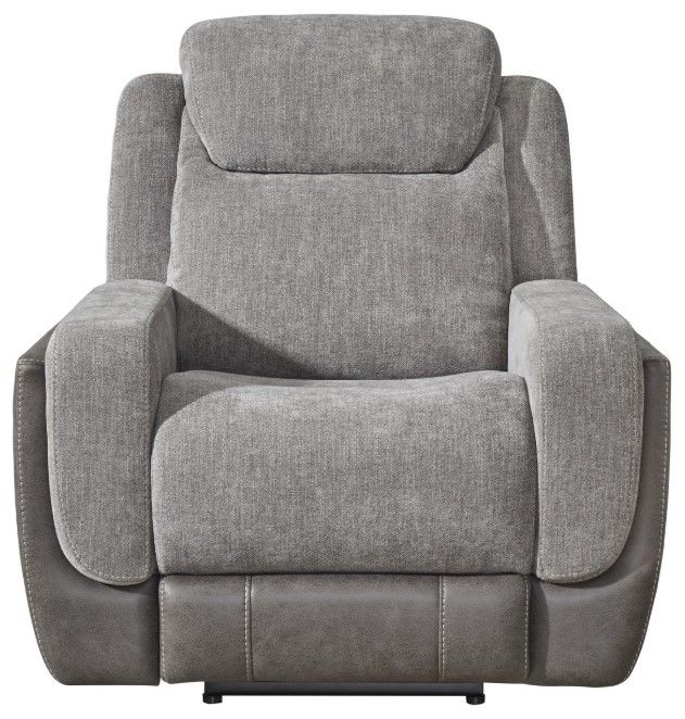Corinthian Furniture Jenner Afton Gray Power Recliner with Power Headrest -0
