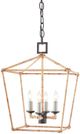 Currey & Company Denison Mole Black/Natural Rattan Small Lantern Chandelier-0