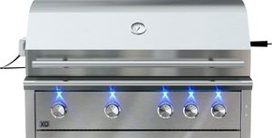 Front view of the XO 4-Burner Stainless Steel Built In Natural Gas Grill