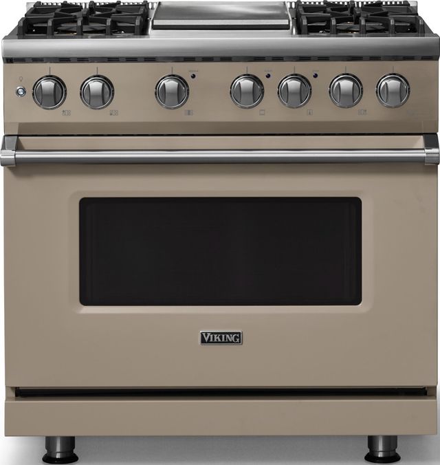 Viking® 5 Series 36" Nantucket Pro Style Dual Fuel (LP) Range with Polished Chrome Trim-0
