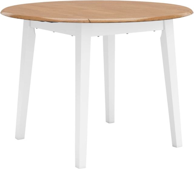 Signature Design by Ashley® Gesthaven Natural Round Dining Drop Leaf Table with White Base-0