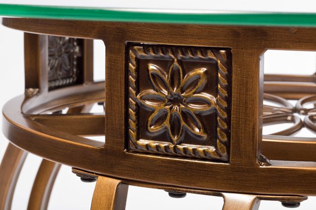 HH2 Home Scottsdale Glass Top Coffee Table with Brown Rust Base-2