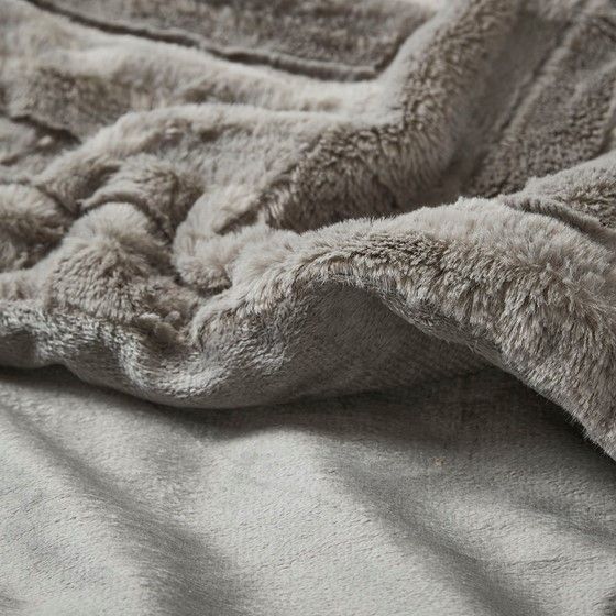 Olliix by Madison Park Arctic Grey Ultra Plush Down Alternative Throw-1