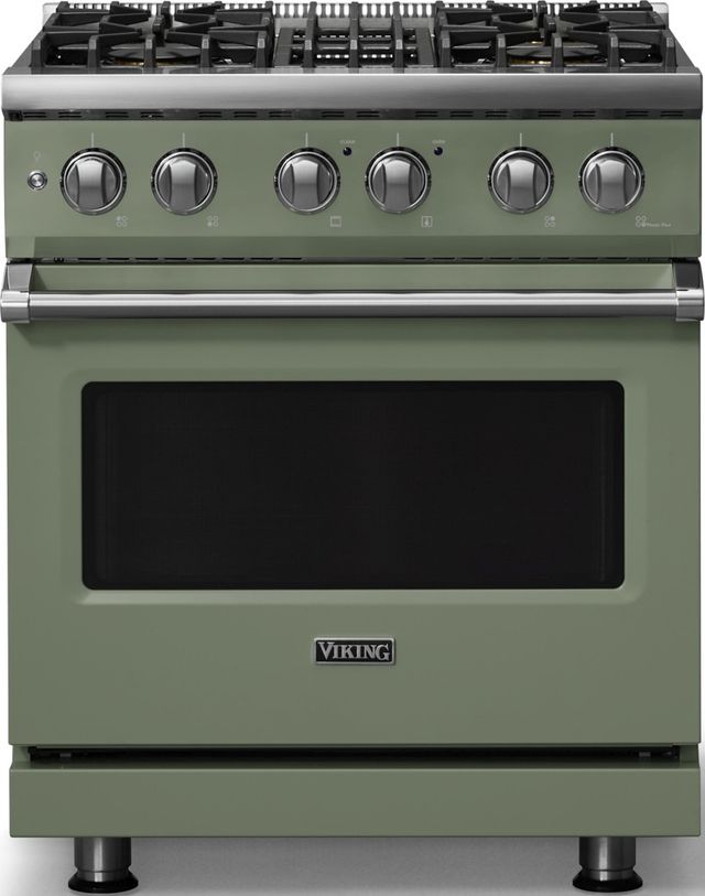 Viking® 5 Series 30" Eucalyptus Pro Style Dual Fuel (LP) Range with Polished Chrome Trim-0