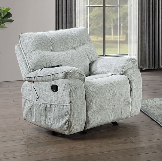 New Classic® Home Furnishings Chablis Mist Gray Manual Glider Recliner-1