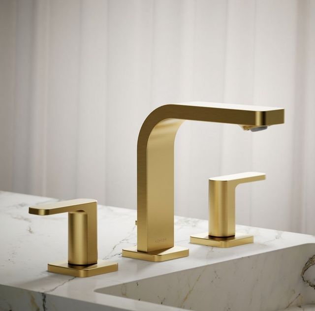 KOHLER® Parallel® Vibrant Brushed Moderne Brass 1.2 GPM Widespread Bathroom Sink Faucet-1