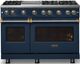 Viking® 5 Series 48" Slate Blue Pro Style Gas (LP) Range with Brushed Brass Trim-4