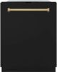 ZLINE Monument Autograph Edition 24" Black Matte 3rd Rack Tall Tub Top Control Built In Dishwasher with Polished Gold Handle-0