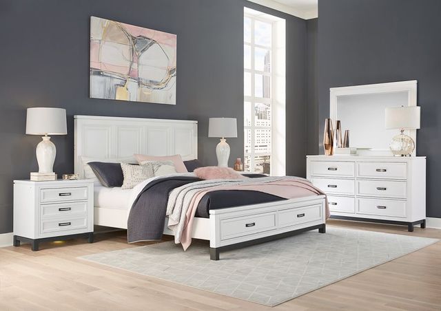aspenhome® Hyde Park White Paint King Panel Storage Bed-1