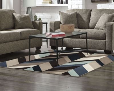 Signature Design by Ashley® Keelia Blue/Brown/Gray 5' x 7' Medium Area Rug-2