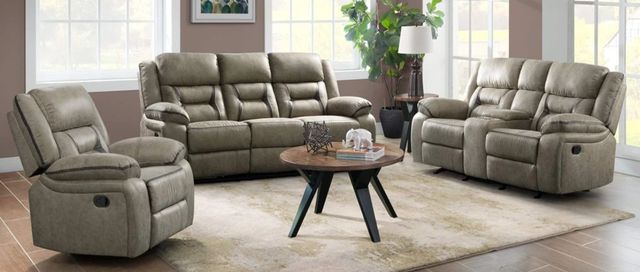 American Wholesale Furniture Ranger Beige Manual Reclining Gliding Console Loveseat-1