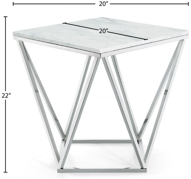 Meridian Furniture Skyler White End Table with Chrome Base-1