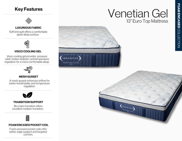 Dreamstar Bedding Luxury Collection Venetian Gel 13" Hybrid Medium Euro Top Queen Mattress in a Box-2
