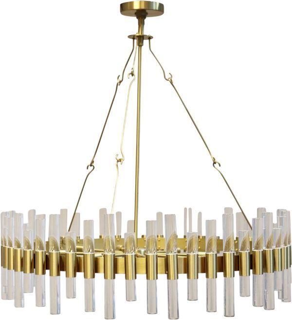 Harp & Finial® Wilcox Antique Brass/Clear Glass Tubes Chandelier-0