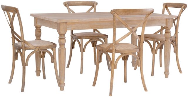 Linon Shiraz 5-Piece Natural Gray Dining Table Set-0