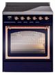 Ilve® Nostalgie II Noblesse 30'' Midnight Blue Pro Style Induction Range with Copper Trim-0