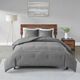 Olliix by Madison Park 3 Piece Grey Full/Queen Finley Cotton Waffle Weave Comforter Set-0