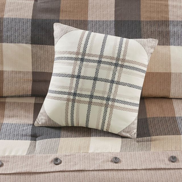 Olliix by Madison Park Ridge 7 Piece Neutral California King Herringbone Comforter Set-3