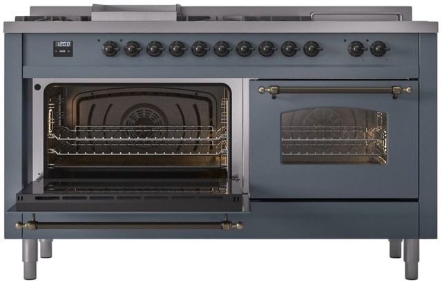 Ilve® Nostalgie II Series 60" Blue Grey Pro Style Dual Fuel Range-3