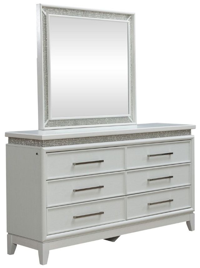 Liberty Furniture Reflections Pearl White/Rhinestone Dresser and Mirror-0
