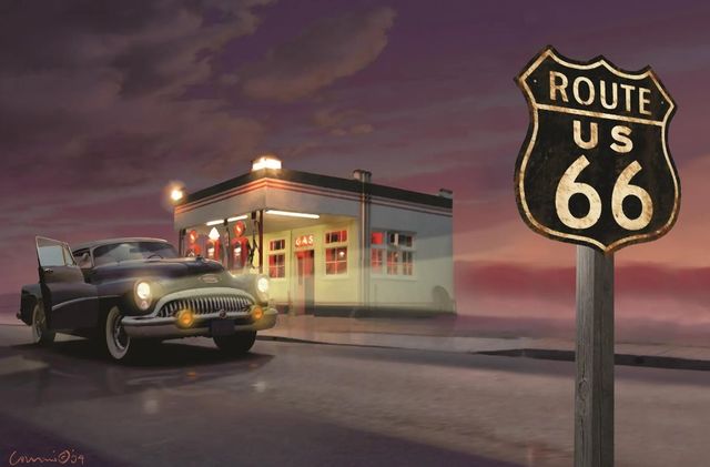 Classy Art Route 66 by Yellow Cafe Wall Art-0