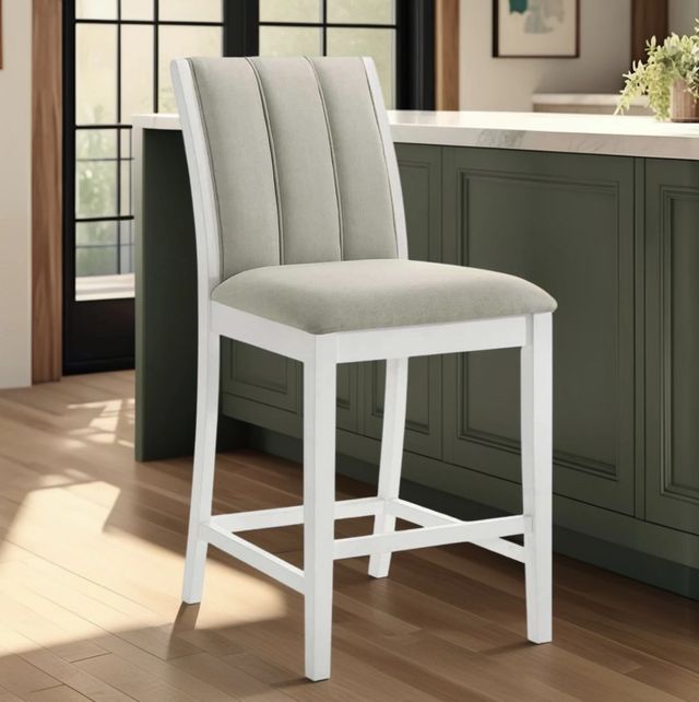Armen Living Nolan 3-Piece Matte White/Misty Fog Counter Stool Set-1