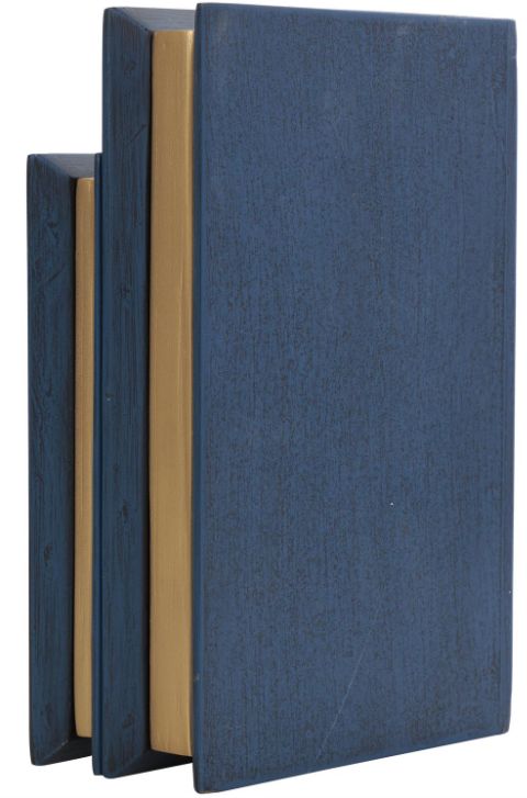 Deco Marche 2-Piece Blue Storage Faux Book Decorative Box Set-2