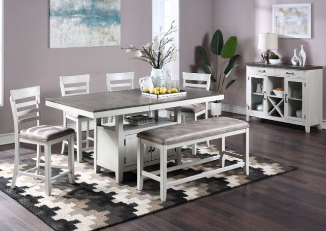 New Classic® Home Furnishings Richland White Counter Height Dining Table with Brown Top -7