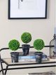 A & B Home 3-Piece Green Faux Single Ball-Shape Topiary with Black Pot Set-1