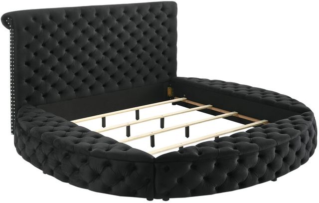 Crown Mark Brigitte Black King Upholstered Storage Panel Bed-2