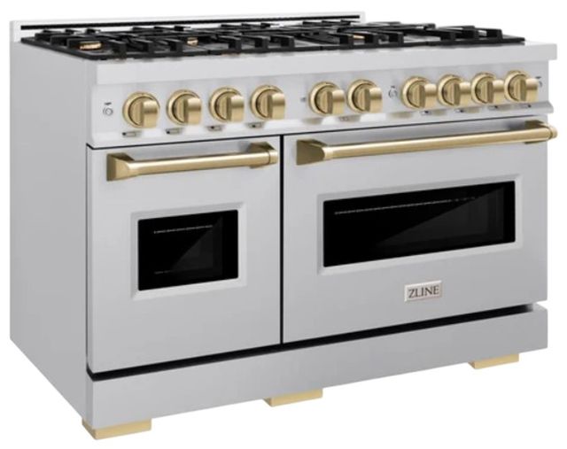 ZLINE Classic Autograph Edition 48" Stainless Steel Pro Style Gas Range with Champagne Bronze Accents-2
