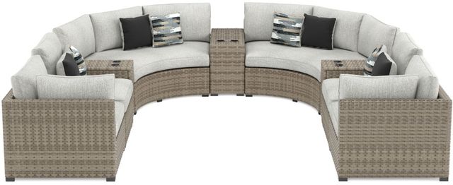 Signature Design by Ashley® Calworth 10-Piece Beige Outdoor Seating Set-1