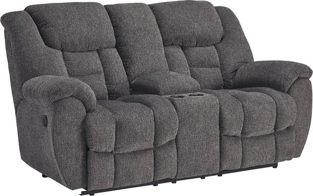 Causeuse double inclinable avec console de Signature Design by Ashley® Foreside - Anthracite