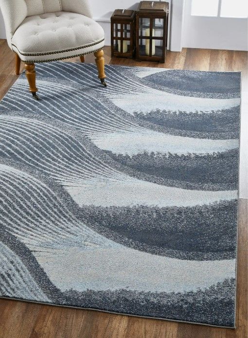 KAS Rugs Illusions Blue/Gray Breeze 5'x8' Area Rug-4