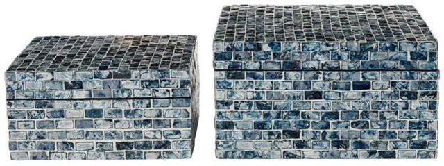 Deco Marche 2-Piece Blue Handmade Box with Hinged Lid Set-0