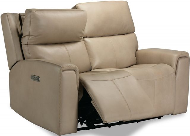 Flexsteel® Jarvis Parchment Power Reclining Loveseat with Power Headrests-2