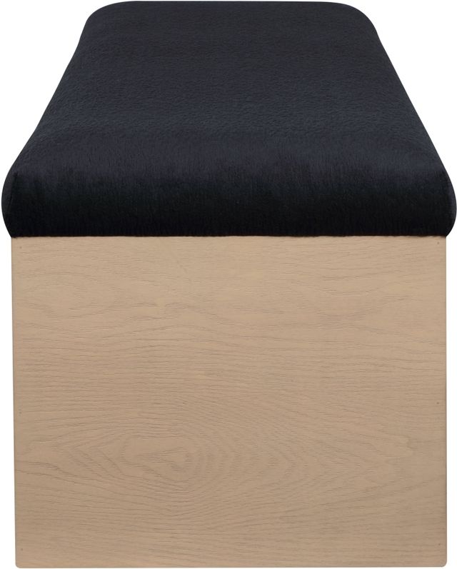 Meridian Furniture Lawson Black/Natural Velour Fur Fabric Bench-2