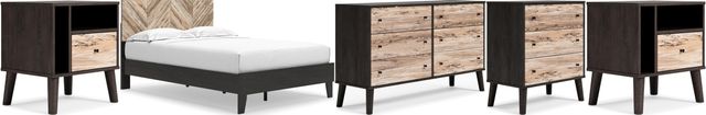 Signature Design by Ashley® Piperton 5-Piece Black/Two-Tone Brown Full Panel Platform Bed Set-0