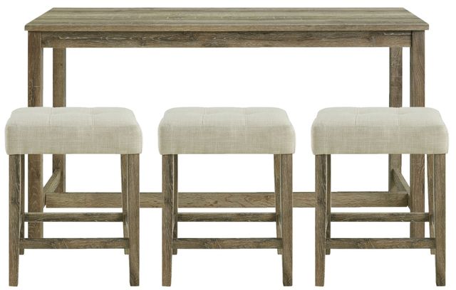 Elements International Oak Lawn 4-Piece Beige/Natural Bar Table Set-1