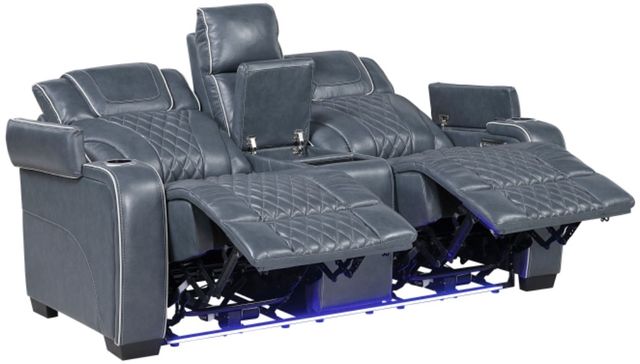 Homelegance® Apex Blue Double Power Reclining Console Loveseat-3