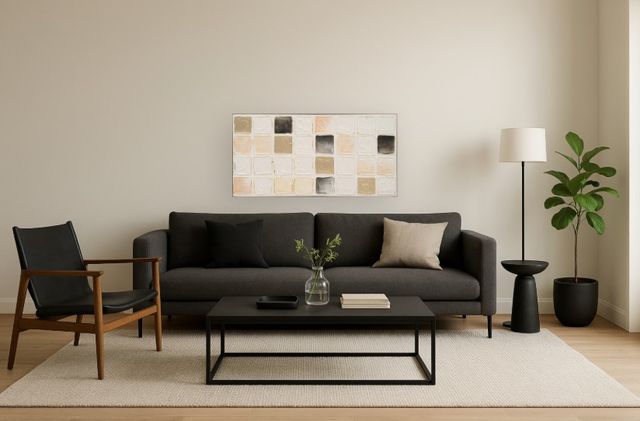 Classy Living Timeless Textured Neutrals Modern Block Wall Art-1