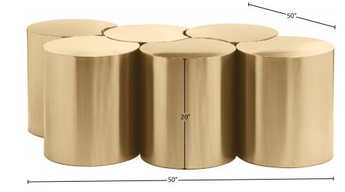 Meridian Furniture Dimple 6-Piece Brushed Gold 20" Modular Nesting Coffee Table Set-3