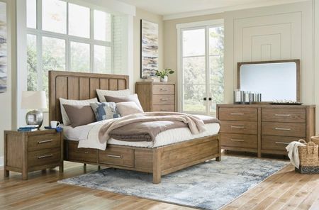 Signature Design by Ashley® Cabalynn Light Brown Queen Storage Panel Bed