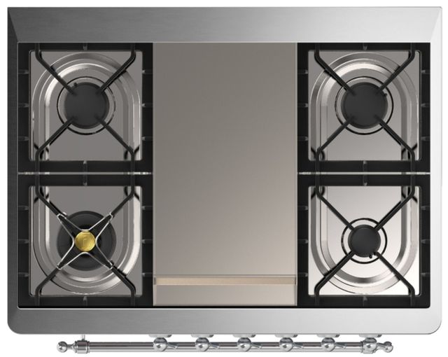 Ilve® Majestic III 36" Midnight Blue Pro Style Dual Fuel Natural Gas Range with 6 Black Brass Burners and Chrome Trim-3