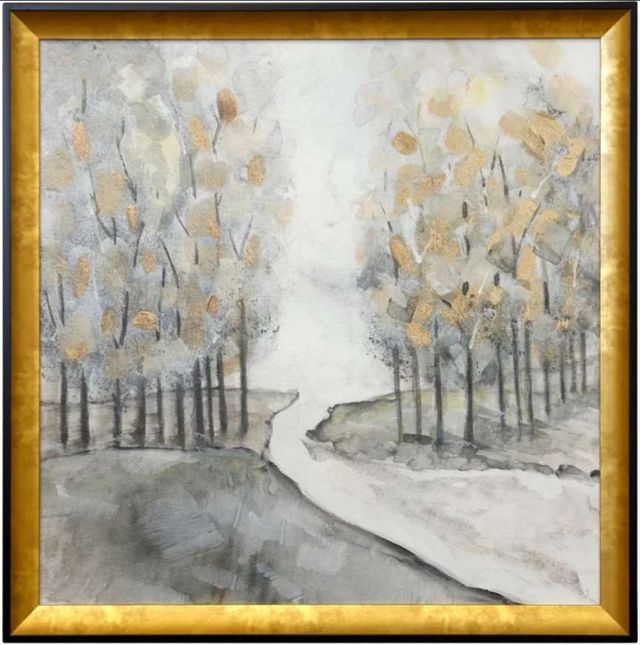 Stylecraft Golden Grove Black/Gold/Gray/Light Gray/White Wall Art -0