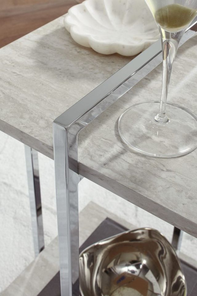 Signature Design by Ashley® Bodalli Off White Chairside End Table with Chrome Metal Frame-4