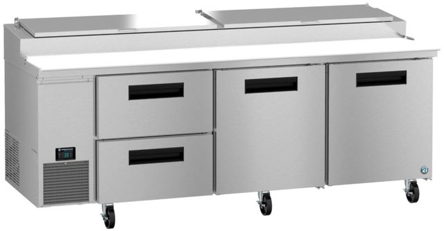 Hoshizaki 93" 29.3 Cu. Ft. Stainless Steel Three Section Pizza Prep Table Refrigerator with Drawer and Door Combo-1
