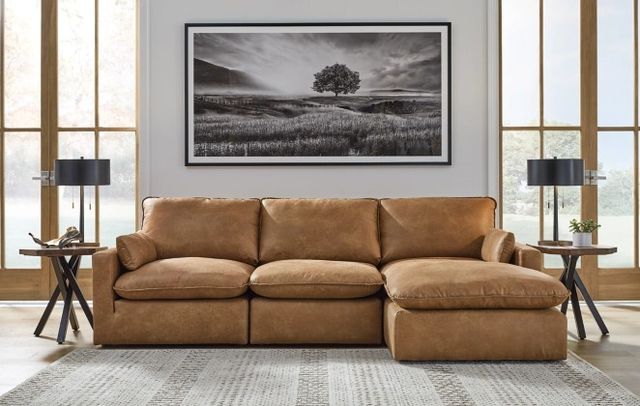 Benchcraft® Marlaina 3-Piece Caramel Right-Arm Facing Sectional and Chaise-1
